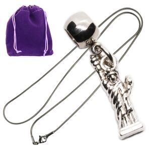 Silver Tone Statue of Liberty Pendant Necklace for USA Travel Memory